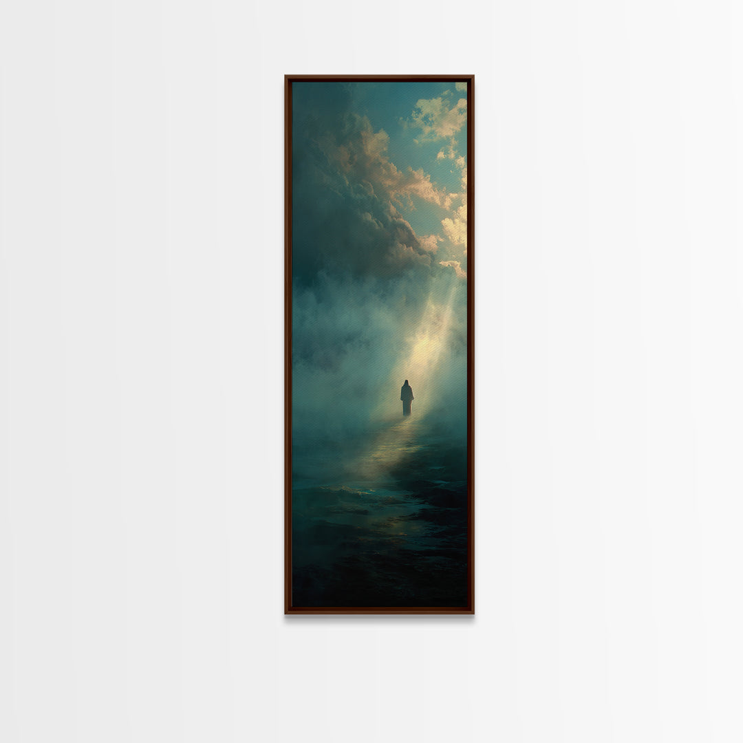 Divine Twilight Walk – Framed Canvas Print – Skinny Art – Christian Wall Art – Christian Art Print – Moody Christian Art – Christian Gift
