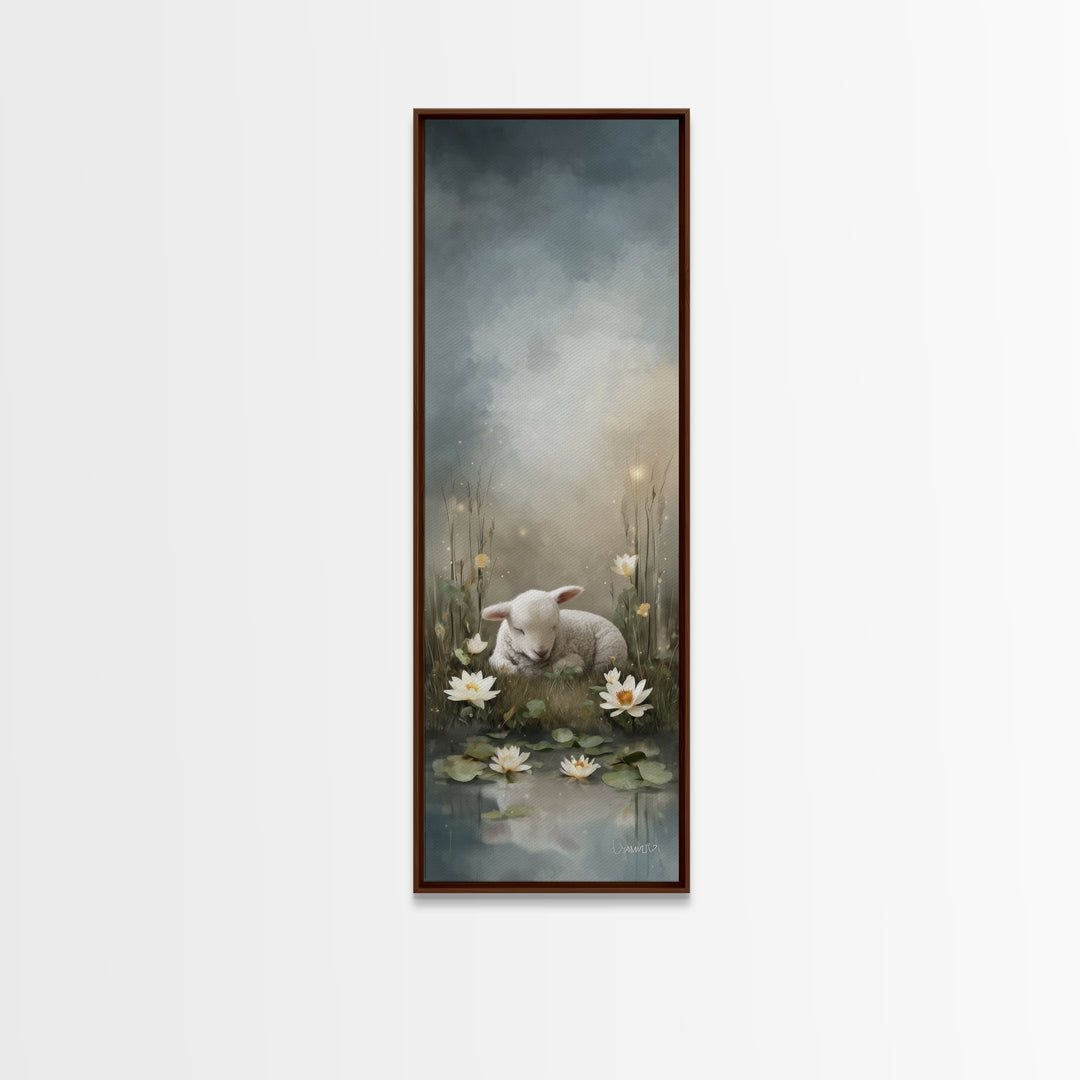 Quiet Meadow Peace – Framed Canvas Print – Christian Wall Art – Christian Painting – Christian Art Canvas – Tall Narrow Wall Art – Faith Ar