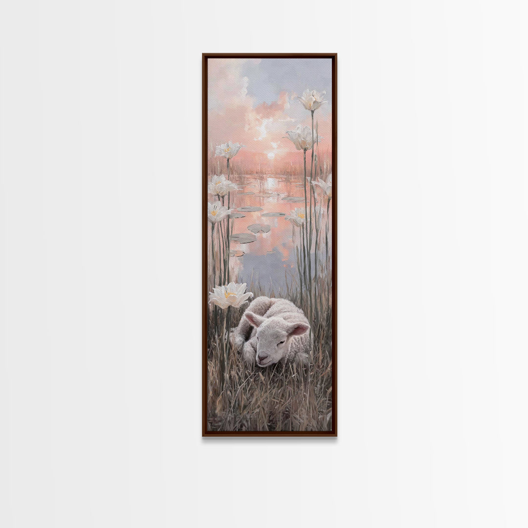 Sunrise Garden Rest – Framed Canvas Print – Christian Wall Art – Tall Narrow Wall Art – Christian Art Canvas – Christian Painting – Faith A