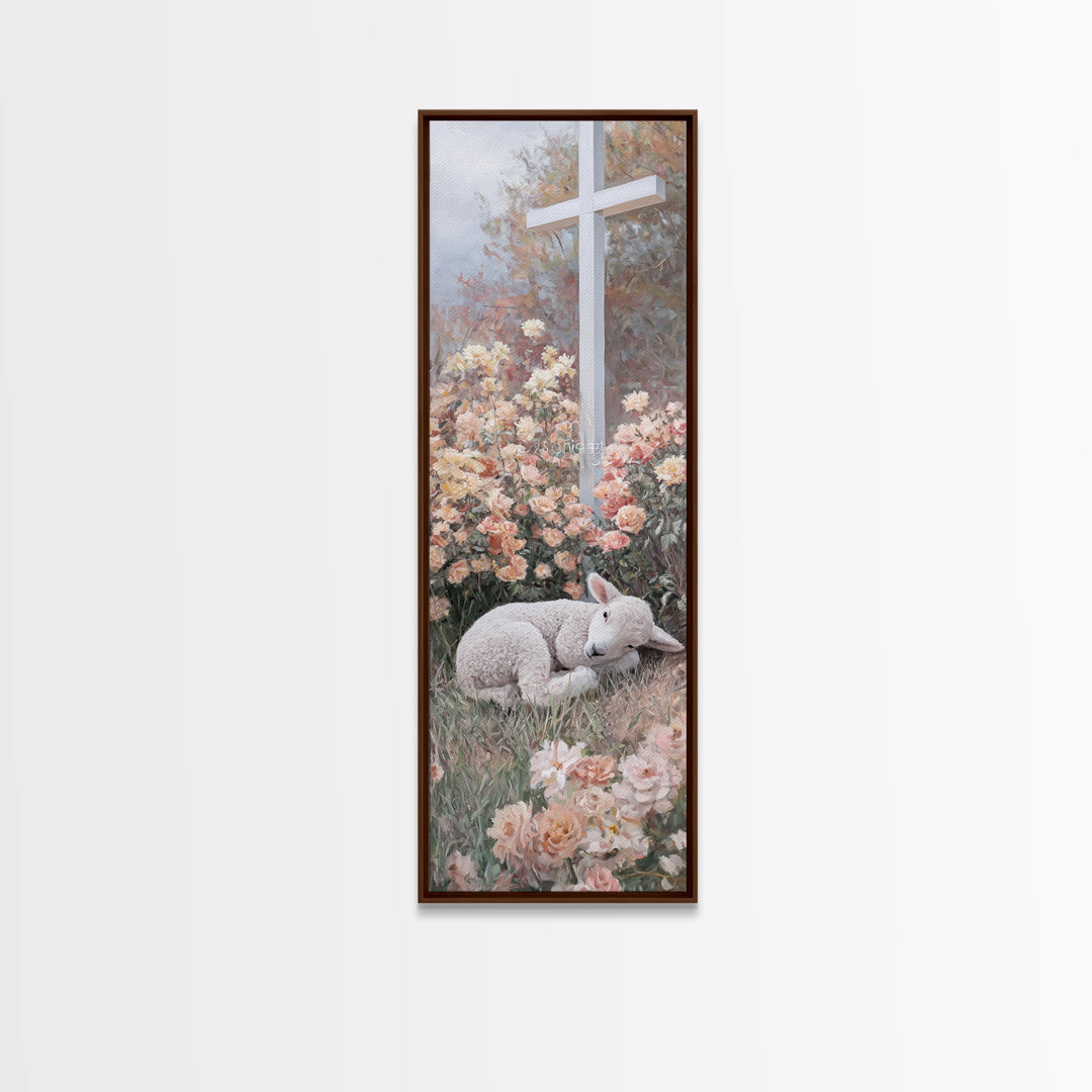 Crossfield Serenity – Framed Canvas Print – Christian Art Canvas – Christian Painting – Christian Wall Art – Tall Narrow Wall Art – Faith A