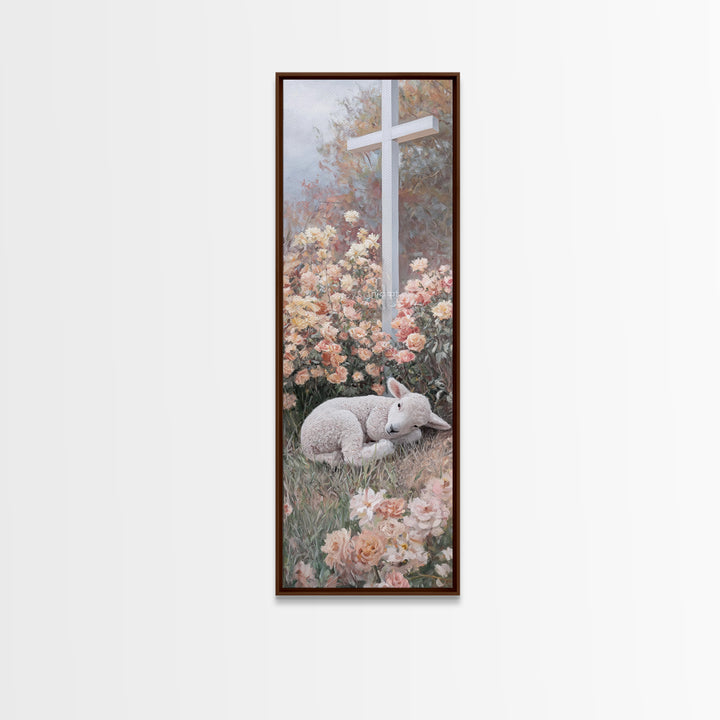 Crossfield Serenity – Framed Canvas Print – Christian Art Canvas – Christian Painting – Christian Wall Art – Tall Narrow Wall Art – Faith A