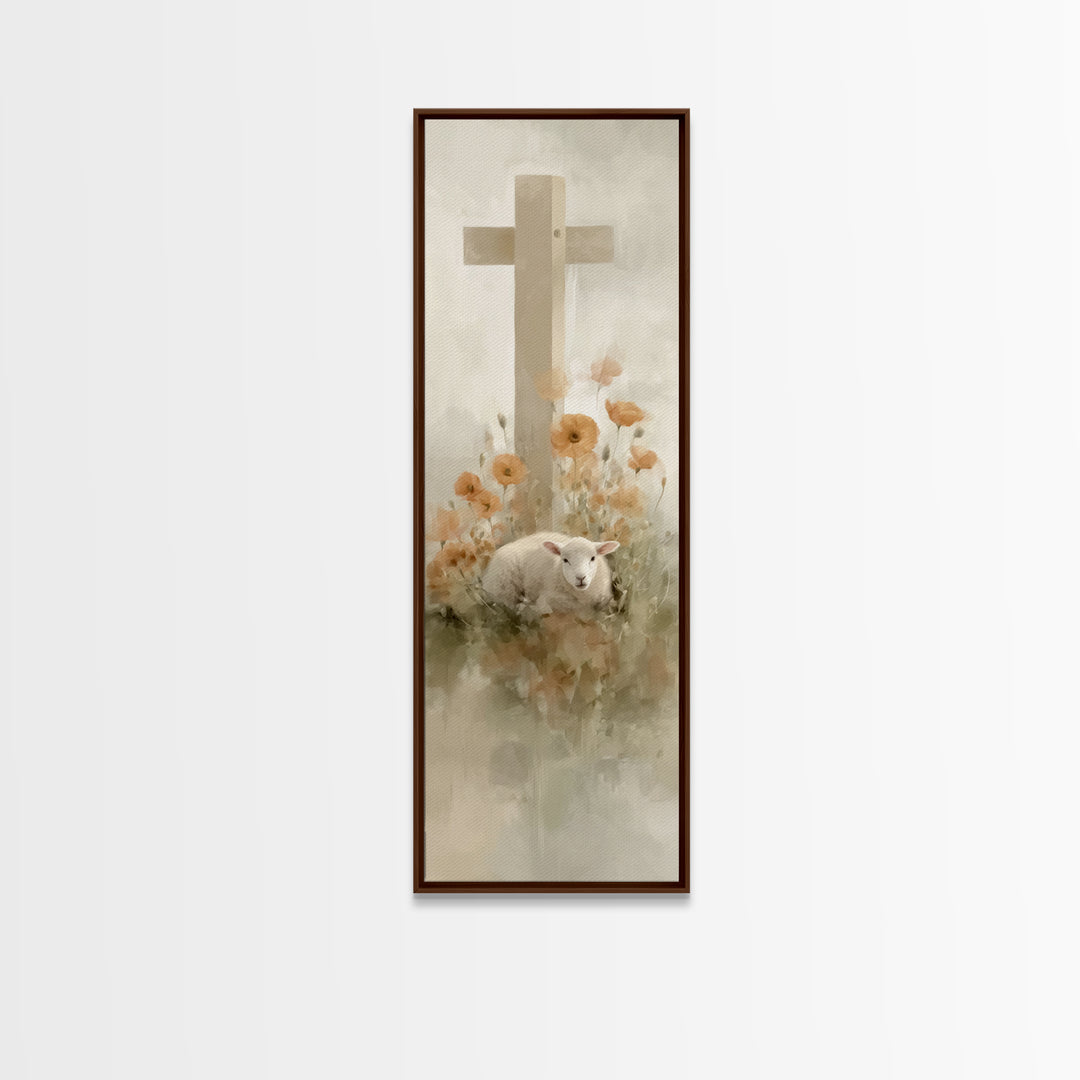 Lamb Of Mercy – Framed Canvas Print – Christian Wall Art – Tall Narrow Wall Art – Christian Art Canvas – Jesus Painting – Christian Christm