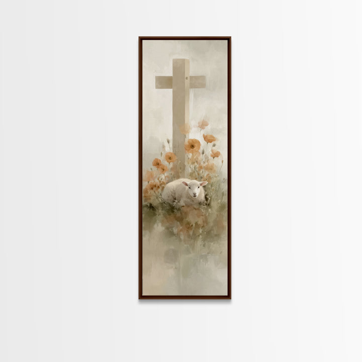 Lamb Of Mercy – Framed Canvas Print – Christian Wall Art – Tall Narrow Wall Art – Christian Art Canvas – Jesus Painting – Christian Christm