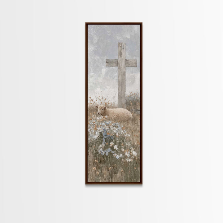 Grace In Bloom | Framed Canvas Print | Christian Art Canvas | Narrow Art | Modern Christian Art | Christian Gift Ideas | Vintage Christian
