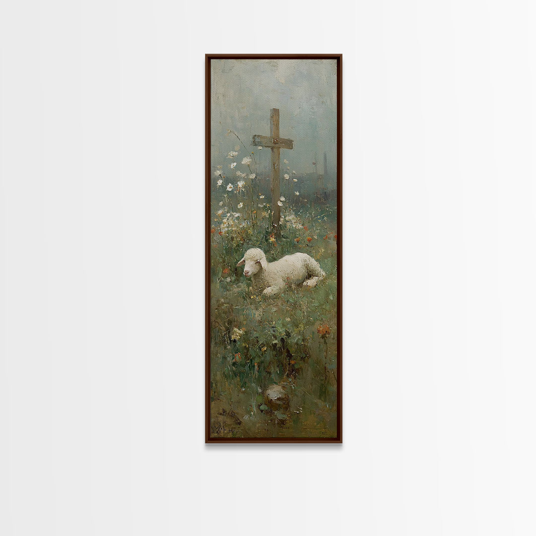 Quiet Shepherd Peace, Framed Canvas Print, Christian Art Print, Skinny Art, Christian Christmas Art, Christian Wall Art, Subtle Christian P