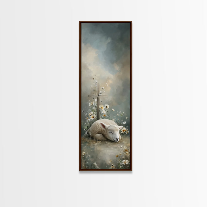Heavenly Meadow Light – Framed Canvas Print – Christian Art Work – Tall Skinny Art Print – Christian Decor – Moody Christian Art – Christma