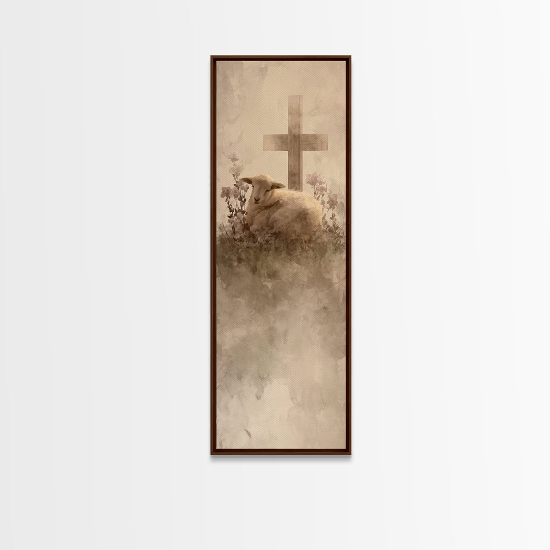 Gentle Rest Hope | Framed Canvas Print | Christian Wall Art | Narrow Art | Christian Art Gift | Unique Christian Art | Jesus Painting Canva