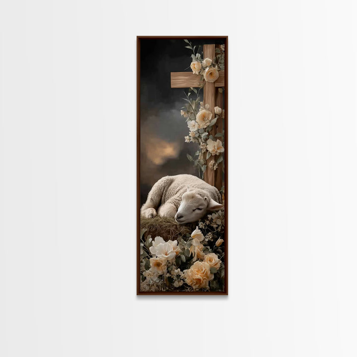 Winter Chapel Glow – Framed Canvas Print – Christian Christmas Art – Tall Narrow Wall Art – Framed Christmas Wall Art – Christian Decor – C