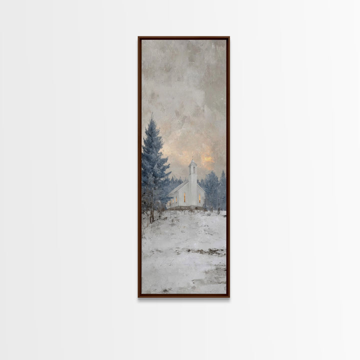 Frosted Woodland Peace, Framed Canvas Print, Christian Wall Art, Skinny Art, Modern Christian Art, Christian Decorations, Christmas Canvas