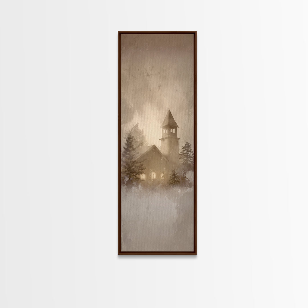 Holy Winter Haven – Framed Canvas Print – Christian Christmas Art – Tall Skinny Art Print – Christmas Wall Art – Christian Gift – Framed Ch