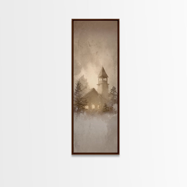 Holy Winter Haven – Framed Canvas Print – Christian Christmas Art – Tall Skinny Art Print – Christmas Wall Art – Christian Gift – Framed Ch