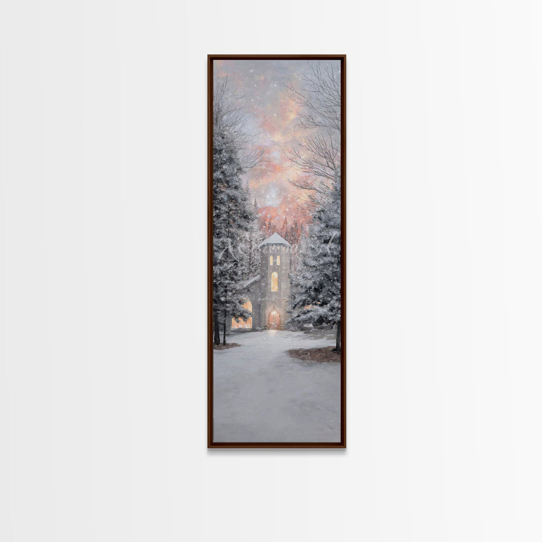 Chapel Of Stillness, Framed Canvas Print, Christian Art Canvas, Tall Narrow Wall Art, Christian Art Gift, Christmas Wall Art, Subtle Christ
