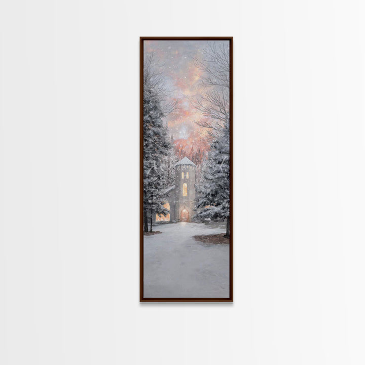 Chapel Of Stillness, Framed Canvas Print, Christian Art Canvas, Tall Narrow Wall Art, Christian Art Gift, Christmas Wall Art, Subtle Christ
