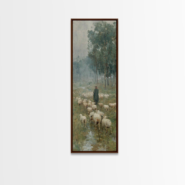 Shepherd’s Quiet Path – Framed Canvas Print – Tall Skinny Art Print – Christian Art – Christian Painting – Christian Art Canvas – Subtle Ch