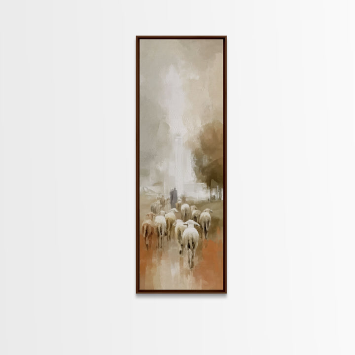 Journey Of Light – Framed Canvas Print – Tall Narrow Wall Art – Christian Art Work – Jesus Christmas Art – Christian Wall Art – Vintage Chr