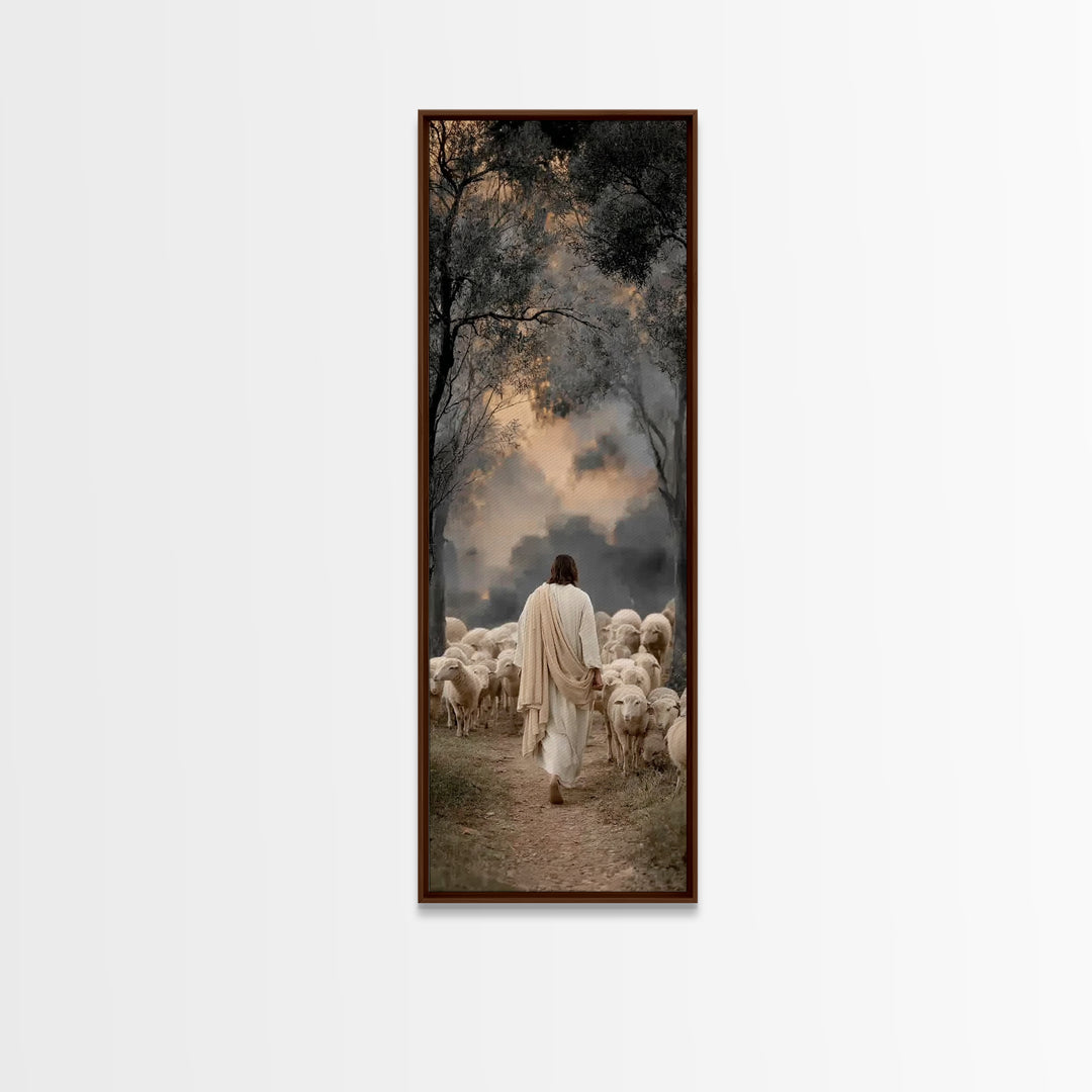 Shepherd Of Promise | Framed Canvas Print | Narrow Art | Jesus Canvas Art | Christian Art | Christian Gift | Modern Jesus Art