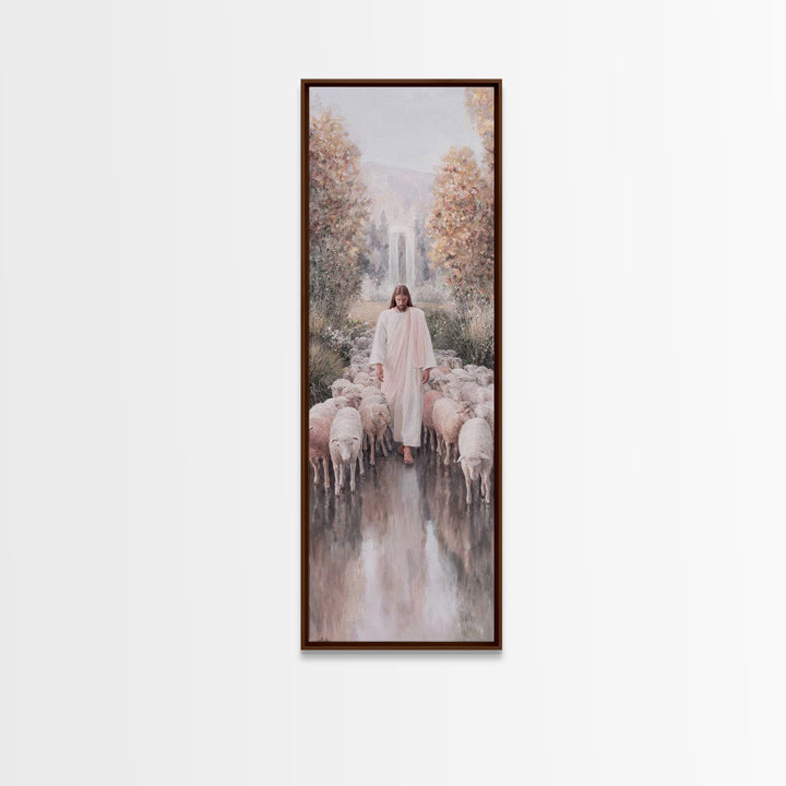 Grace Beside Still Waters, Framed Canvas Print, Tall Skinny Art Print, Jesus Art Print, Christian Wall Art, Christian Art Print, Unique Chr