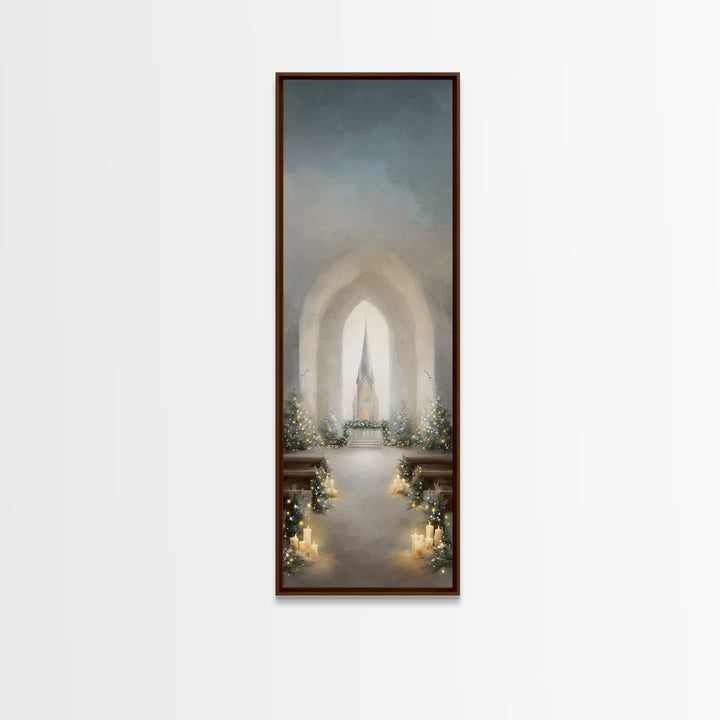 Starry Chapel Peace – Framed Canvas Print – Tall Skinny Art Print – Christian Art Canvas – Christmas Wall Art – Christian Wall Art – Christ