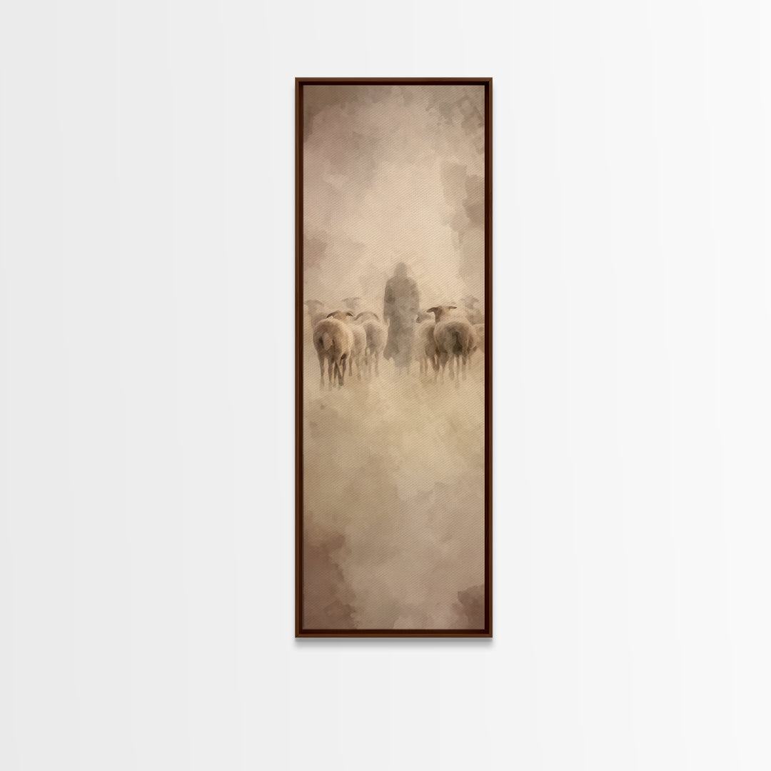 Shepherds Of Peace – Framed Canvas Print – Christian Wall Art – Christian Art Canvas – Jesus Painting – Narrow Art – Christian Christmas Ar