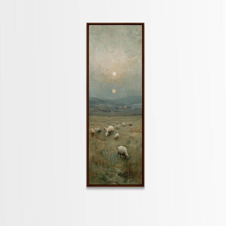 Bethlehem Pastures – Framed Canvas Print – Christian Art Print – Christmas Wall Art – Christian Art Canvas – Narrow Art – Christian Christm