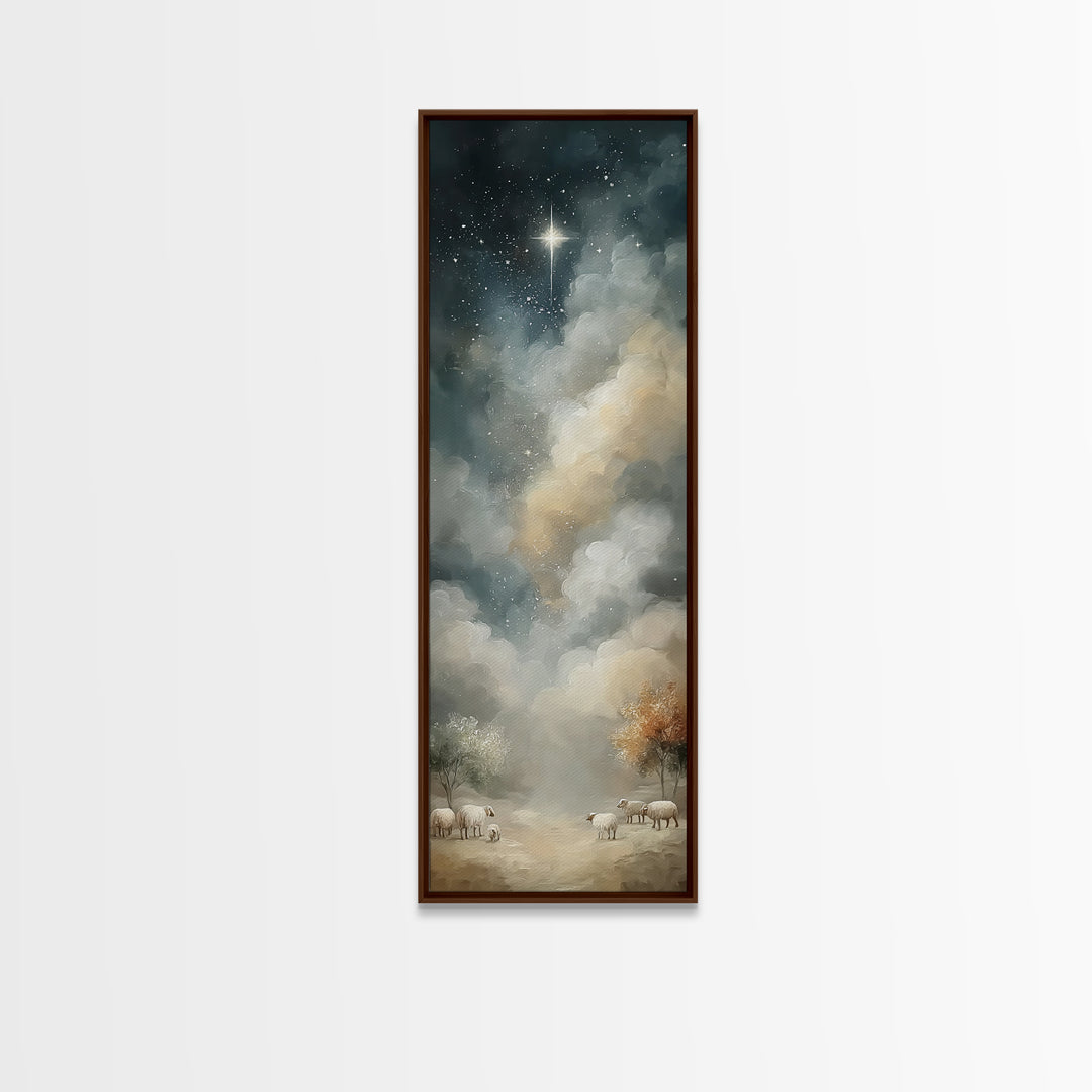 Night Of Wonder – Framed Canvas Print – Christian Art Canvas – Christian Wall Art – Vintage Christmas Art – Tall Narrow Wall Art – Christia