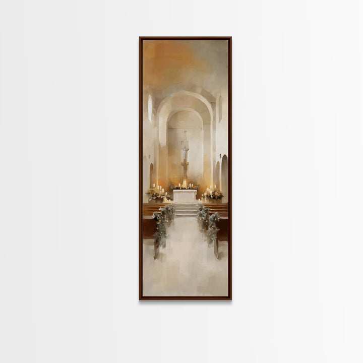 Winter Chapel Blessing – Framed Canvas Print – Tall Narrow Wall Art – Christian Art Print – Christmas Art – Christian Christmas Decor – Chr