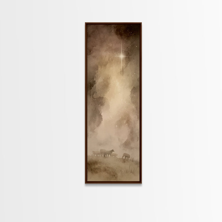 Divine Star Glow – Framed Canvas Print – Christian Art Print – Christmas Art – Christian Wall Art – Tall Skinny Art Print – Christian Chris