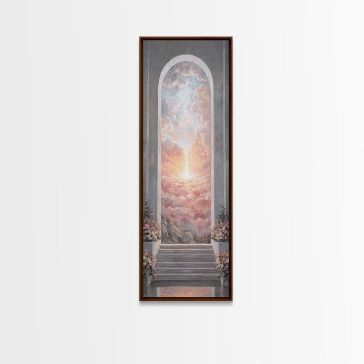 Heaven’s Rose Dawn – Framed Canvas Print – Christian Wall Art – Christian Art Canvas – Modern Christian Art – Narrow Art – Christian Painti