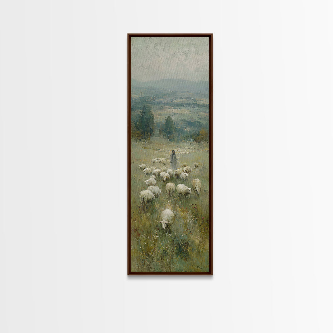 Quiet Pasture Lord | Framed Canvas Print | Christian Wall Art | Christian Art Canvas | Vintage Christian Art | Narrow Art | Christian Gift