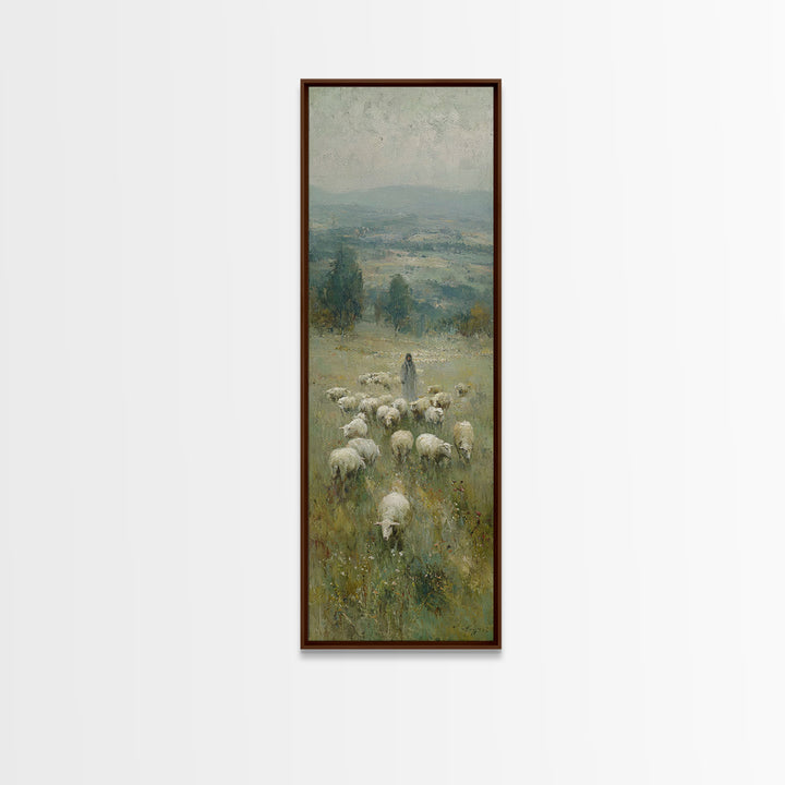 Quiet Pasture Lord | Framed Canvas Print | Christian Wall Art | Christian Art Canvas | Vintage Christian Art | Narrow Art | Christian Gift