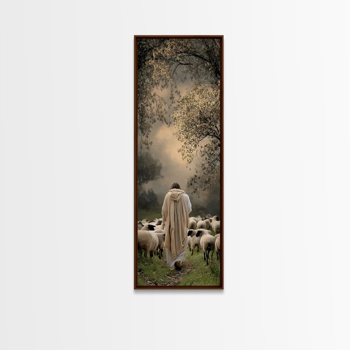 Shepherds Of Grace – Framed Canvas Print – Christian Wall Art – Jesus Painting – Tall Skinny Art Print – Christian Art Canvas
