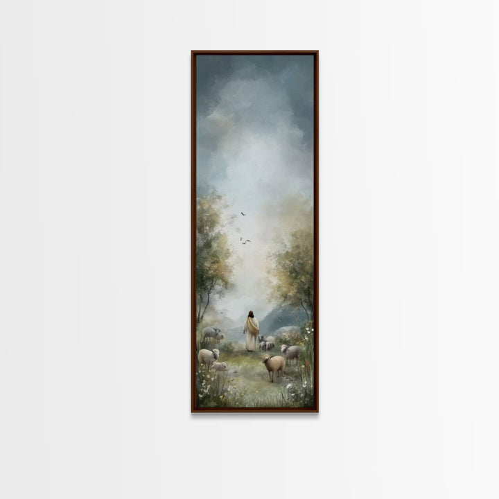 Graceful Shepherd Path, Framed Canvas Print, Christian Wall Art, Jesus Painting, Narrow Art, Christian Art Canvas, Christian Gift Ideas