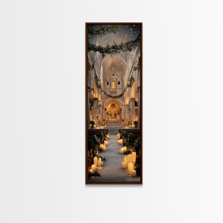 Everlasting Cathedral Light – Framed Canvas Print – Narrow Art – Christian Wall Art – Christian Art Canvas – Christmas Art – Christian Deco