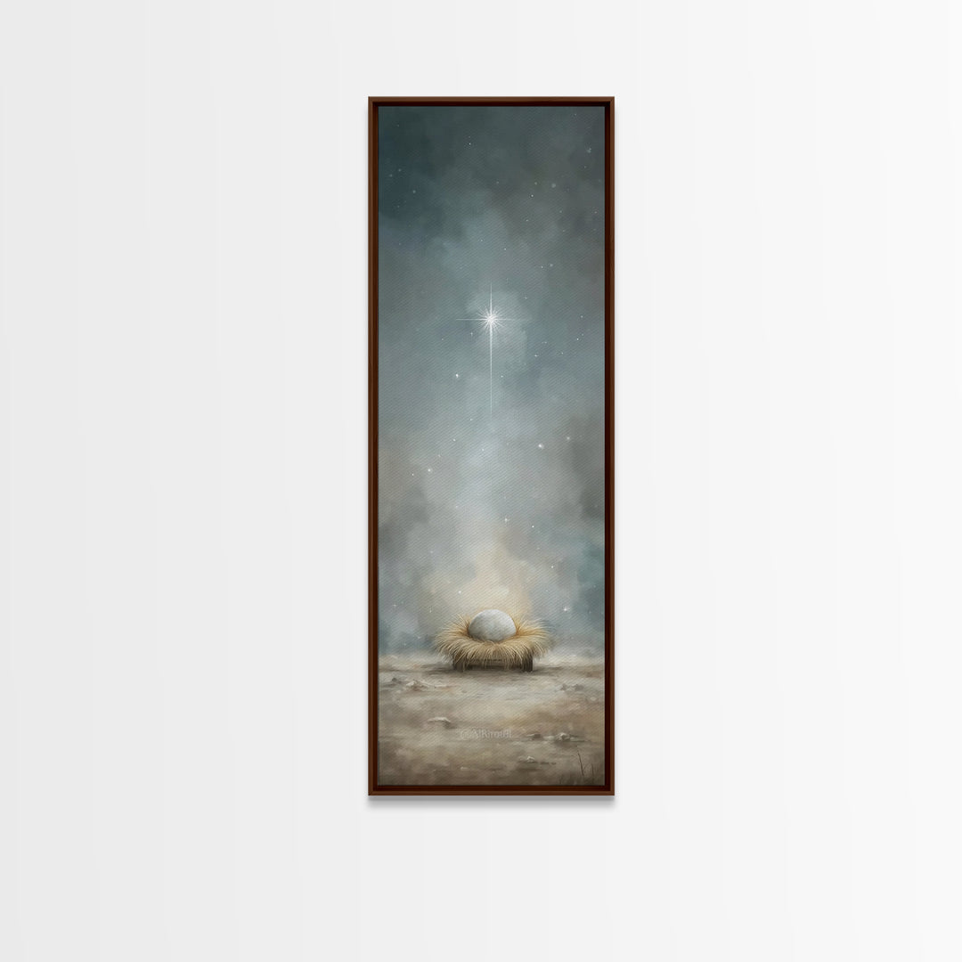 Divine Birth Star – Framed Canvas Print – Christian Christmas Art – Jesus Painting – Christian Art Canvas – Christmas Art – Christian Wall