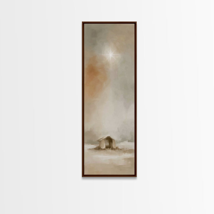 Sacred Manger Dawn – Framed Canvas Print – Christian Christmas Art – Christian Wall Art – Christian Art Canvas – Bible Art – Jesus Painting