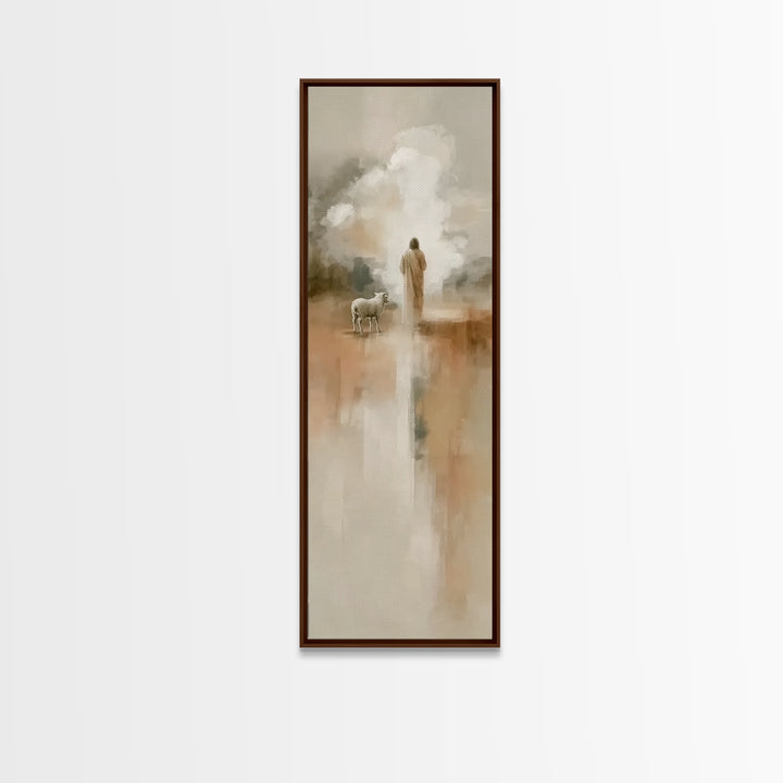 The Shepherd’s Calm – Framed Canvas Print – Tall Narrow Wall Art – Christian Wall Art – Jesus Painting – Christian Christmas Art – Christia