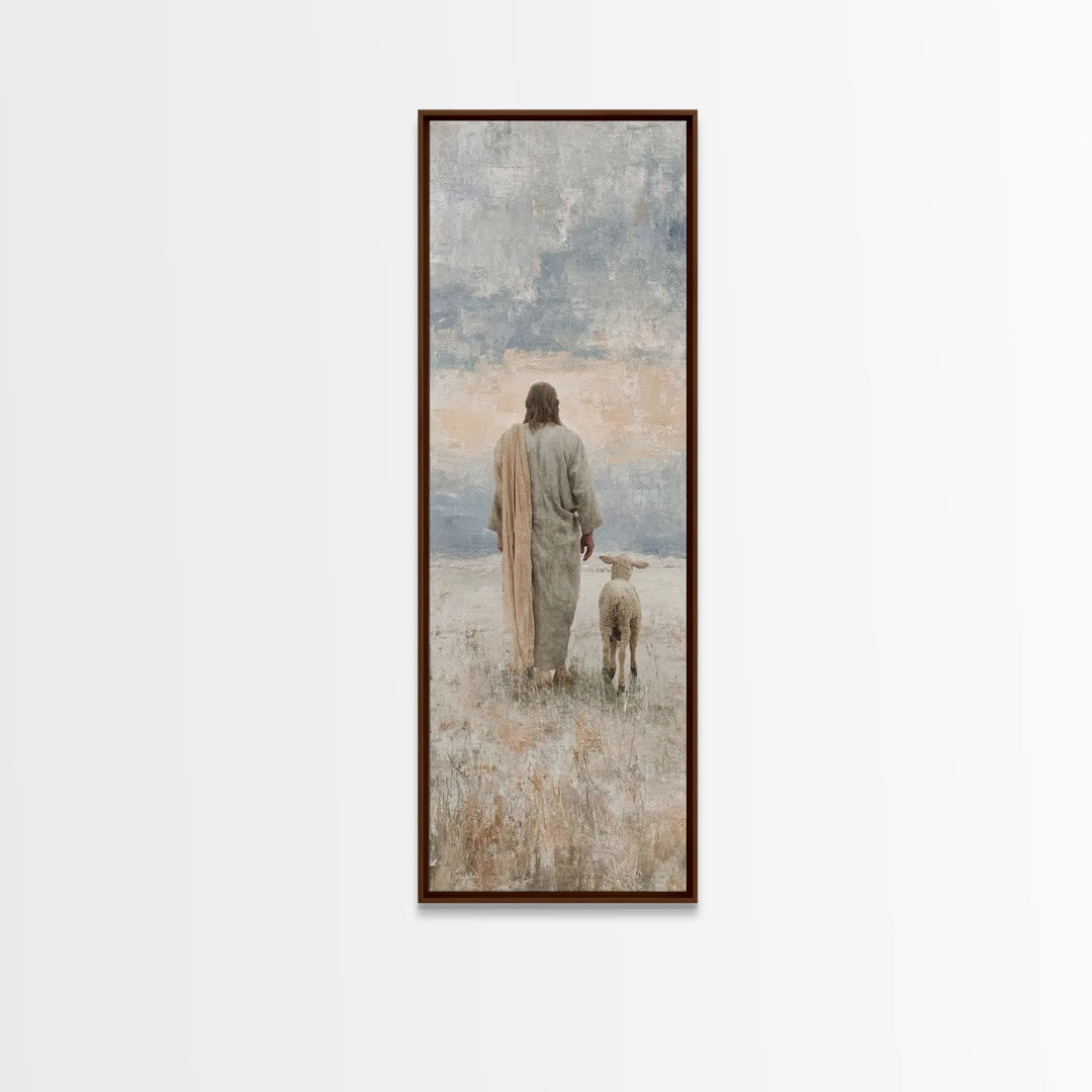 Silent Pastures – Framed Canvas Print – Skinny Art – Christian Art Print – Jesus Painting – Vintage Christian Art – Christian Wall Art