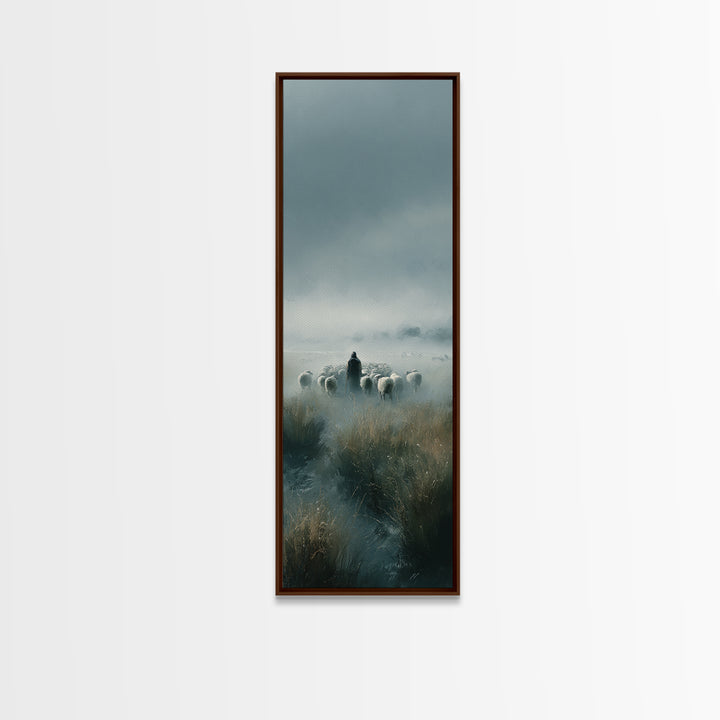 Shepherd’s Vigil – Framed Canvas Print – Tall Narrow Wall Art – Christian Art Canvas – Christian Wall Art – Christian Painting – Christmas