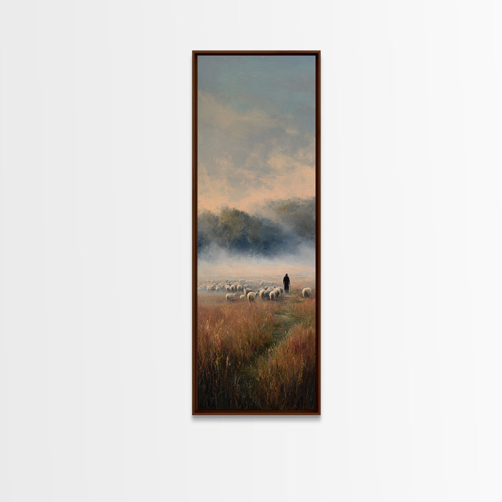 Shepherds At Dawn - Framed Canvas Print - Christian Wall Art - Christian Art Canvas - Jesus Painting - Tall Skinny Art Print - Jesus Art
