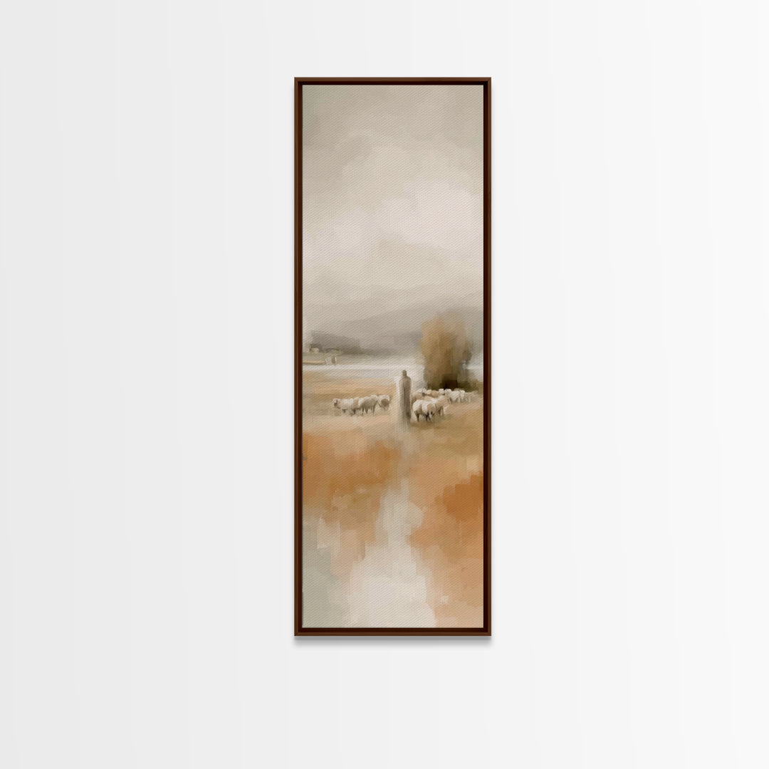 Quiet Pasture Light | Framed Canvas Print | Christian Art Canvas | Christian Wall Art | Christmas Art | Tall Narrow Wall Art | Jesus Painti