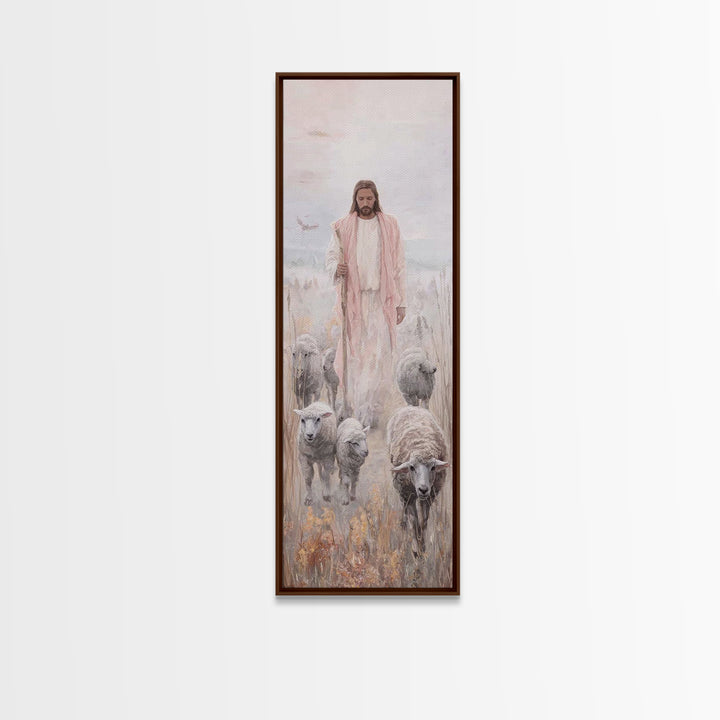 Peaceful Savior Walk | Framed Canvas Print | Christian Art | Christian Wall Art | Jesus Painting | Tall Skinny Art Print | Christian Art Ca