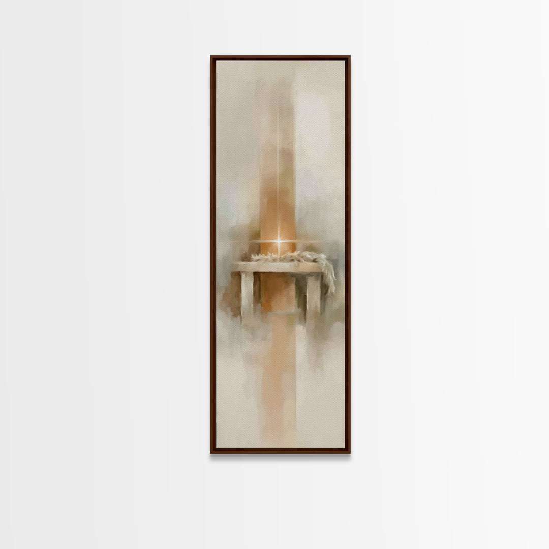 Radiant Manger Glow - Framed Canvas Print - Christian Wall Art - Christian Art Canvas - Christmas Art - Tall Narrow Wall Art - Christian Ar