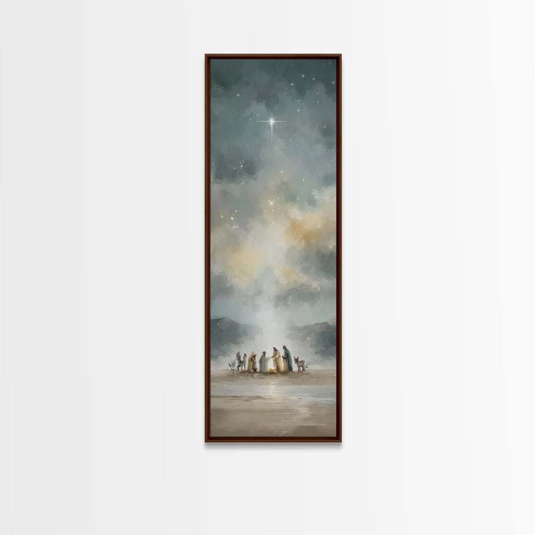 The Guiding Star – Framed Canvas Print – Tall Narrow Wall Art – Christian Wall Art – Christian Art Canvas – Christmas Art