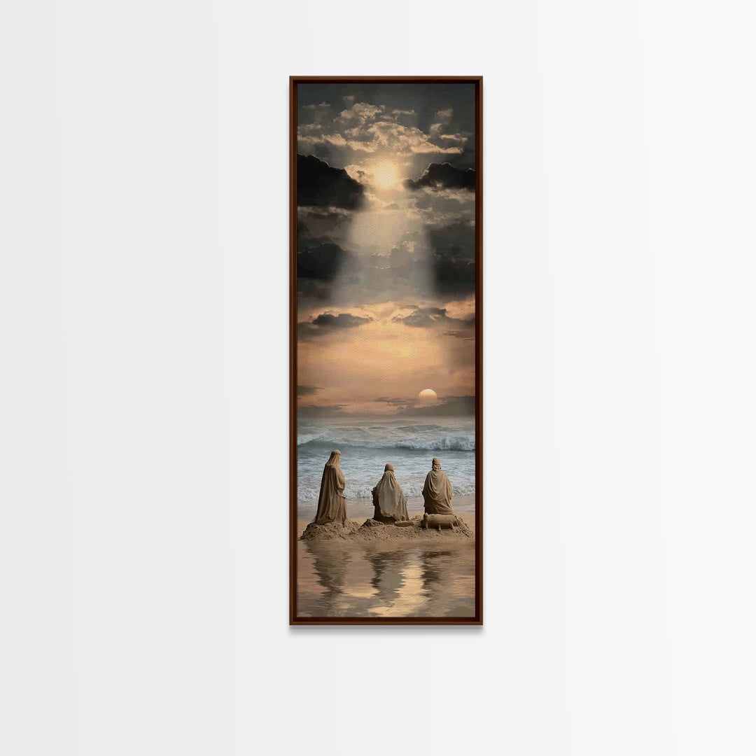 Shepherds At Dawn – Framed Canvas Print – Tall Skinny Art Print – Christian Art – Christian Art Canvas – Christian Christmas Art