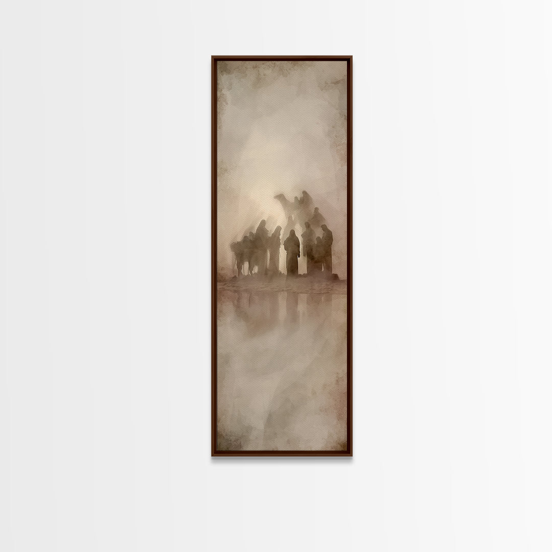 Desert Pilgrims Gathering – Framed Canvas Print – Skinny Art – Christian Art – Christian Art Painting – Christian Christmas Art