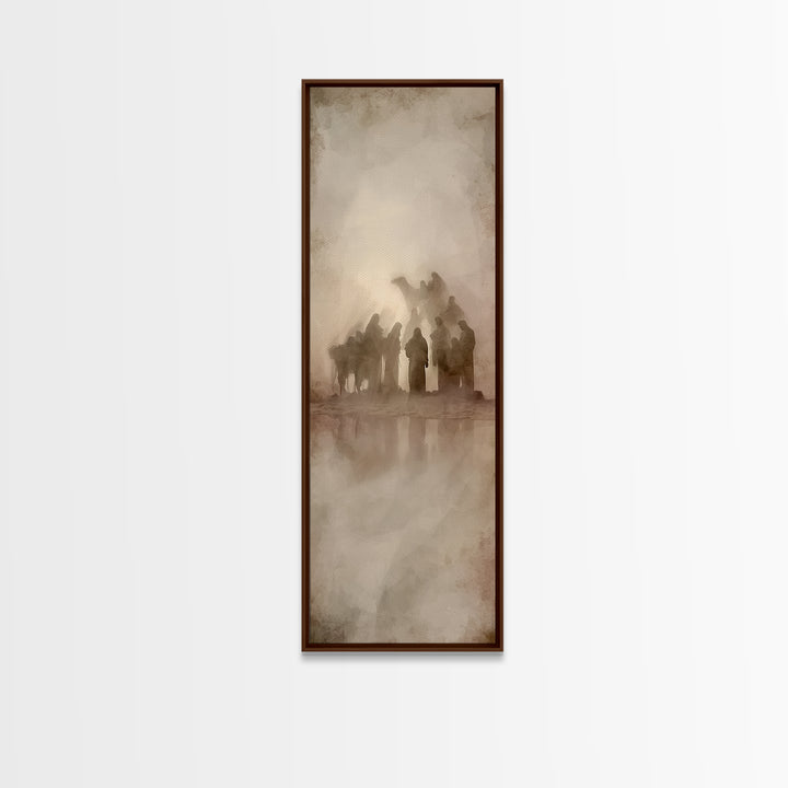 Desert Pilgrims Gathering – Framed Canvas Print – Skinny Art – Christian Art – Christian Art Painting – Christian Christmas Art