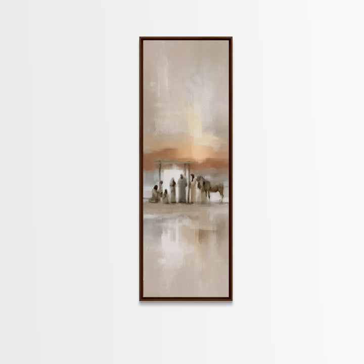 Sacred Journey – Framed Canvas Print – Tall Skinny Art Print – Christian Wall Art – Vintage Christian Art – Christmas Art