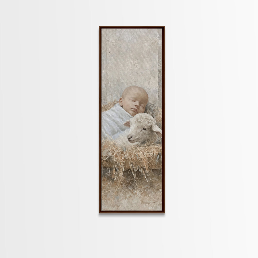 Cradle Of Peace – Framed Canvas Print – Tall Skinny Art Print – Christian Art – Christian Art Canvas – Christmas Wall Art