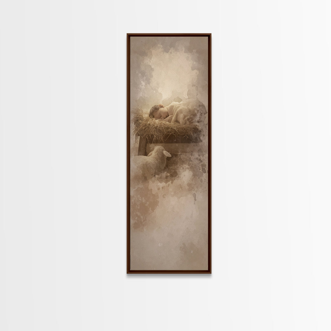 Quiet Bethlehem Night – Framed Canvas Print – Narrow Art – Christian Art Canvas – Christian Christmas Art – Jesus Painting