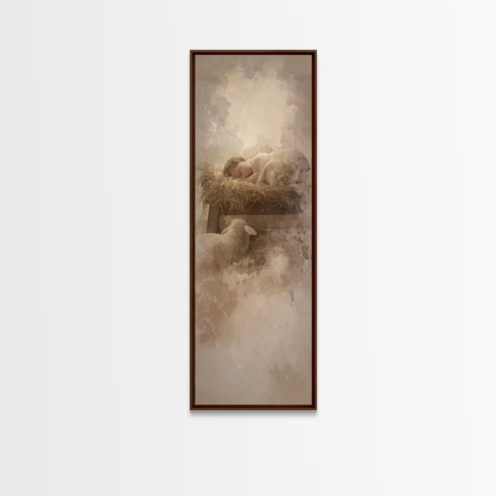 Quiet Bethlehem Night – Framed Canvas Print – Narrow Art – Christian Art Canvas – Christian Christmas Art – Jesus Painting